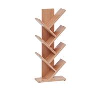 Estantería de madera con forma de árbol, estante de exhibición de madera maciza de 7 niveles para el hogar, la oficina y la sala de estar (44 x 20 x 107 cm, color madera natural), solución de
