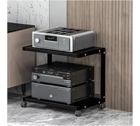 Estantería de madera con ruedas giratorias de 360° para almacenamiento abierto AV, estante de varios niveles para entusiastas del cine en casa y la música