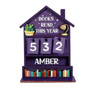 Estantería de madera con textura natural para registros de lectura anuales, diseño colorido, mejora las áreas de estudio en el hogar, contador de progreso de lectura