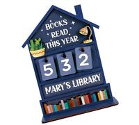 Estantería de madera con textura natural para registros de lectura anuales, diseño colorido, mejora las áreas de estudio en el hogar, contador de lectura colorido