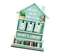 Estantería de madera con textura natural para registros de lectura anuales, diseño colorido, mejora las áreas de estudio en el hogar, contador de progreso de lectura