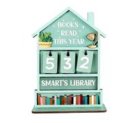 Estantería de madera con textura natural para registros de lectura anuales, diseño colorido, mejora las áreas de estudio en el hogar, contador de lectura colorido