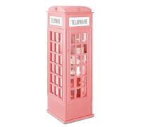 Estantería de madera de 5 niveles, estantería de pie con puerta acrílica, bonita cabina telefónica de Londres para niños y adultos (14.3 pulgadas de ancho x 14.3 pulgadas de profundidad x 44.4