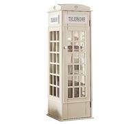 Estantería de madera de 5 niveles, estantería de pie con puerta acrílica, bonita cabina telefónica de Londres para niños y adultos (14.3 pulgadas de ancho x 14.3 pulgadas de profundidad x 44.4