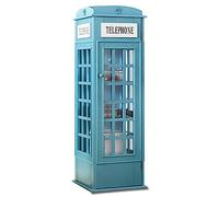 Estantería de madera de 5 niveles, estantería de pie con puerta acrílica, bonita cabina telefónica de Londres para niños y adultos (14.3 pulgadas de ancho x 14.3 pulgadas de profundidad x 44.4