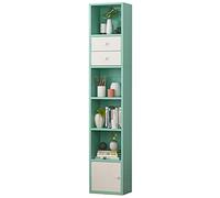 Estantería de madera de 6 capas para libros con puertas - Estantería y estantería para niños que ahorran espacio - Elegantes colores blanco, rosa, haya y verde