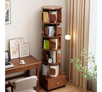 Estantería de madera giratoria de 360° para niños, biblioteca compacta de esquina con cajón, ahorra espacio, ideal para espacios pequeños