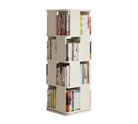 Estantería de madera giratoria de 360°, torre giratoria con estante de almacenamiento de pie, organizador de esquina cuadrada para espacios pequeños, dormitorio, blanco, 3 niveles, 17.7 x 17.7 x 38.9