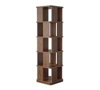 Estantería de madera giratoria de 360°, torre giratoria con estante de almacenamiento de pie, organizador de esquina cuadrada para espacios pequeños, dormitorio, blanco, 3 niveles, 17.7 x 17.7 x 38.9