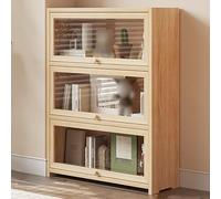 Estantería de madera maciza con puerta abatible hacia adentro, armario de almacenamiento de estilo industrial para uso versátil en dormitorio, oficina, cocina, sala de estar