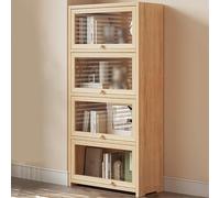 Estantería de madera maciza con puerta abatible hacia adentro, gabinete de almacenamiento de estilo industrial para exhibición versátil y organización en dormitorio, oficina, cocina, sala de estar