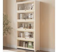 Estantería de madera maciza con puerta abatible hacia adentro, gabinete de almacenamiento de estilo industrial para exhibición versátil y organización en dormitorio, oficina, cocina, sala de estar