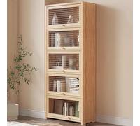 Estantería de madera maciza con puerta abatible hacia adentro, gabinete de almacenamiento de estilo industrial para exhibición versátil y organización en dormitorio, oficina, cocina, sala de estar