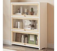 Estantería de madera maciza con puerta abatible hacia adentro, gabinete de almacenamiento de estilo industrial para exhibición versátil y organización en dormitorio, oficina, cocina, sala de estar