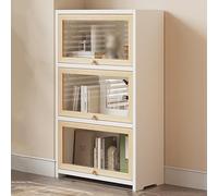 Estantería de madera maciza con puerta abatible hacia adentro, gabinete de almacenamiento de estilo industrial para exhibición versátil y organización en dormitorio, oficina, cocina, sala de estar