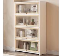 Estantería de madera maciza con puerta abatible hacia adentro, gabinete de almacenamiento de estilo industrial para exhibición versátil y organización en dormitorio, oficina, cocina, sala de estar