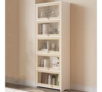 Estantería de madera maciza con puerta abatible hacia adentro, gabinete de almacenamiento de estilo industrial para exhibición versátil y organización en dormitorio, oficina, cocina, sala de estar