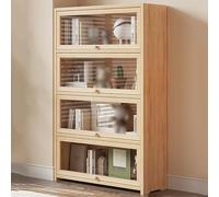 Estantería de madera maciza con puerta abatible hacia adentro, gabinete de almacenamiento de estilo industrial para exhibición versátil y organización en dormitorio, oficina, cocina, sala de estar