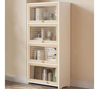 Estantería de Madera Maciza, Estantería Industrial con Puerta Abatible Hacia Adentro, Estantería de Pie, Despensa de Almacenamiento Versátil para Dormitorio, Oficina, Cocina, Sala de Estar(White,50x28