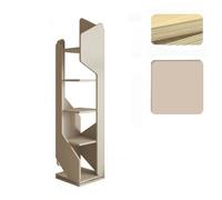 Estantería de madera maciza giratoria de 360° de 4 niveles para dormitorio, elegante biblioteca giratoria con acabado de café con leche, perfecta para decoración del hogar y decoración