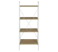 HOME DECO FACTORY - HD7177 Estantería de Madera y Metal Blanco - Mueble de Almacenamiento Industrial - Diseño Moderno para Salón o Dormitorio - Dimensiones 60 x 70.1 x 75/119 cm