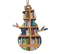 Estantería de madera para biblioteca de Navidad, adornos impresos, decoraciones de árbol de Navidad, 4 diseños: ángel, árbol de Navidad, muñeco de nieve, campana