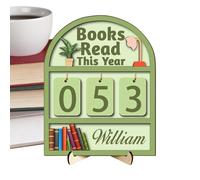 Estantería de madera para contador de libros leídos este año, hasta 999 libros, contador de objetivos de lectura, para estudio, lugar de trabajo, biblioteca, estante, rincón, hogar, sala de estar