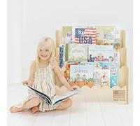 Estantería de madera para niños con bordes festoneados, altura perfecta, estantería Montessori de 3 niveles para niños, estantería duradera para habitación de niños o sala de juegos, estantería para
