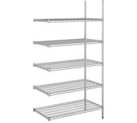 Estantería de malla de alambre de acero, cromada carga por balda 150 kg, AxP 910 x 610 mm