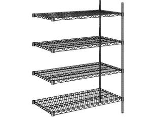 Estantería de malla de alambre de acero, negra carga por balda 250 kg, A x P 910 x 610 mm