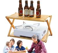 Estantería de mesa de camping - Estantería de madera ligera y plegable, versátil para zapatos, libros, plantas o decoración del hogar, construcción estable para viajes, camping, patio, dormitorio