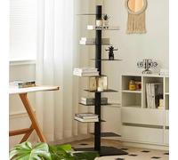 Estantería de metal giratoria de 9 niveles, elegante estante de almacenamiento amarillo de suelo a techo para sala de estar y oficina, estantería de hierro que ahorra espacio, perfecta para organizar