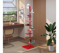 Estantería de metal giratoria de estilo industrial, estantería vertical de 9 niveles, torre de libros independiente para sala de estar, dormitorio, oficina (verde)