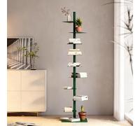 Estantería de Metal Invisible De 9 Niveles Tipo estante para libros Torre Vertical libreria estanteria Organizador de Libros para Libros Fotos Ilustraciones Plantas en macetas para Salón, Estud green