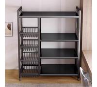 Estantería de metal multiusos para garaje con carrito rodante, incluye cesta para utensilios y cuenco de frutas, organizador de almacenamiento móvil para cocina y despensa