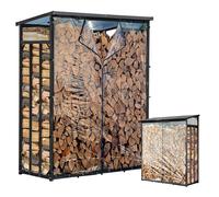 Estantería de metal para leña exterior 130 x 70 x 185 cm, con protección contra la intemperie, transparente, perfil de acero de 40 mm, antracita, resistente a la intemperie, capacidad de 1,6 m³ (2,5