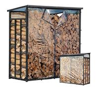 Estantería de metal para leña exterior 185 x 70 x 185 cm, con protección contra la intemperie, transparente, perfil de acero de 40 mm, antracita, resistente a la intemperie, capacidad de 2,3 m³ (3,5