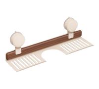 Estantería de nogal con ventosa, organizador de grifo para baño, estante de lavabo sobre el grifo, estantería montada en la pared, sin agujeros, estantería para grifos de baño (blanco, 50 cm)