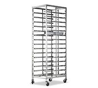 Estantería de panadería Resistente de 12 Niveles con Ruedas de Freno - Almacenamiento Comercial de bandejas para Cocina, Restaurante y pizzería - Solución Enfriar y Hornear Pan