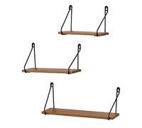 Estantería de Pared 3 Piezas en Diferentes Tamaños Hierro/Tablero de Fibras 3 x máx. 10 kg/Estante Negro Efecto Madera Tono Oscuro