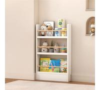 Estantería de pared blanca de 5 niveles, biblioteca vertical que ahorra espacio para niños, diseño antidumping para dormitorio, sala de estar, oficina, solución de almacenamiento perfecta para niños