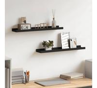 Estantería de pared con borde negro 60 x 9 x 3 cm, juego de 2 estantes de fotos de MDF lacado para marcos y decoraciones, montaje individual o en fila con agujeros de cerradura