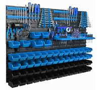 Estantería de pared de 115 x 78 cm, soportes para herramientas, 62 unidades, apilable, placas de pared extrafuertes, estantería ampliable, estantería de taller