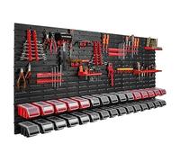 Estantería de pared de 178 x 78 cm, 30 cajas de almacenamiento con tapa, portaherramientas, cajas apilables, taller, banco de trabajo
