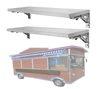 Estantería de pared de acero inoxidable 2 estantes plegables para food truck, estantes de pared para garaje, estantes para ventana de remolque de comida, estante utilitario(Silver,40x18in/101x45cm)