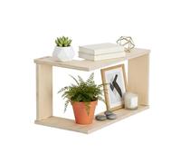 Estantería de pared de ángulo flotante - Organizador de doble nivel de madera para macetas - Expositor de pared para marcos de fotos | para apartamento dormitorio, cocina, oficina, garaje taller