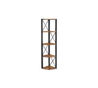 Estantería de Pared de Esquina de 5 Niveles Marrón Rústico y Negro