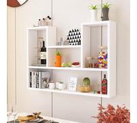 Estantería de pared de madera de varios niveles para guardar objetos decorativos y baratijas,Estante decorativo para libros y estudios,Vitrina colgante para sala de estar.(Wit,100*20*75cm)