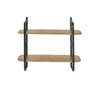 Estantería de pared de madera maciza de mango y metal negro 70 cm AKINA