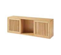 Estantería de pared grums con 2 puertas bambú 93x20x33cm - natural [en.casa]